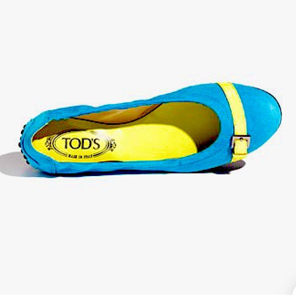 NWOT TOD’S Italian Made Suede Patent Trim Buckle Ballerina Flat Size 38.5 - Picture 1 of 14